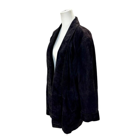 Lord & Taylor Vintage black suede open front jacket/blazer - Picture 3 of 7